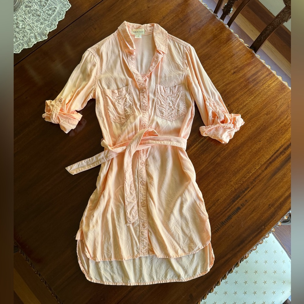 Cloth & Stone Peach Long Sleeve Tie Front Dress - Picture 10 of 10